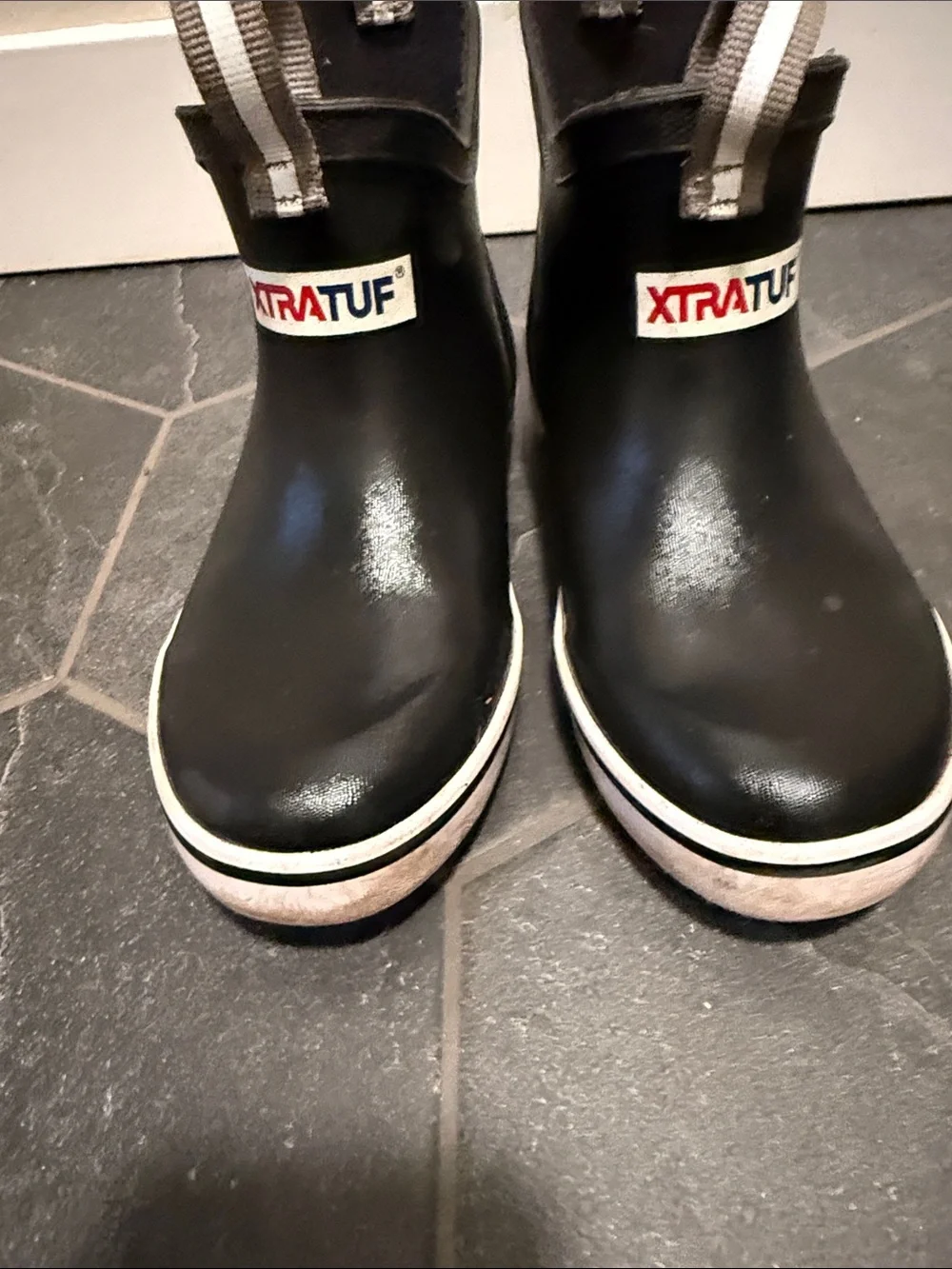 XTRATUF Kids Black Waterproof Slip-On Rain Boots with Pull Tabs